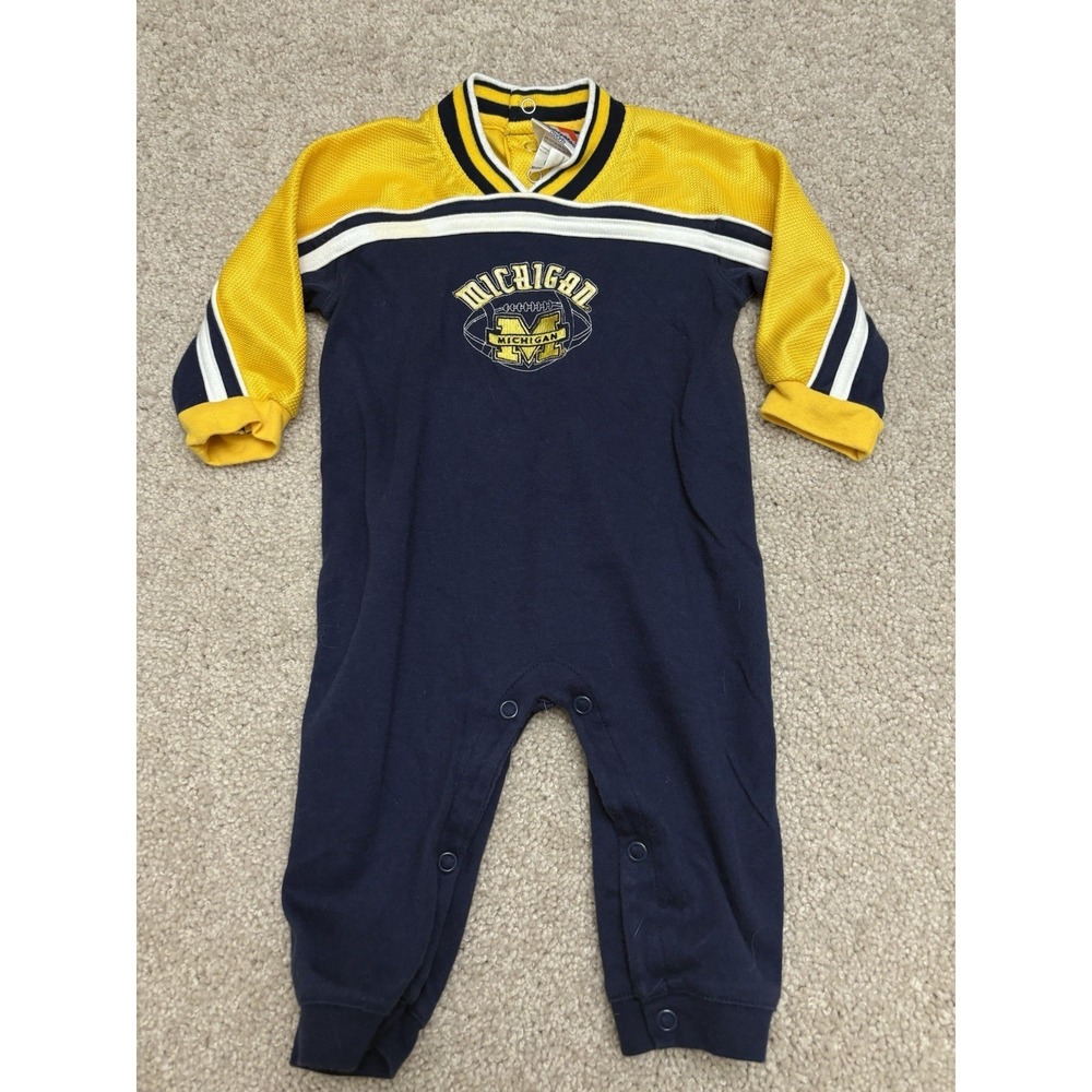Vintage Majestic Michigan Wolverines NCAA Infant 12 Months One Piece Romper
